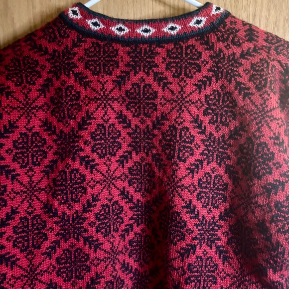 L L Bean Women’s Nordic Sweater Cardigan Size Large - Wool Knit Holiday Folk - Picture 8 of 8